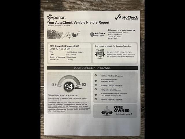 2019 Chevrolet Express Cargo 2500 Base