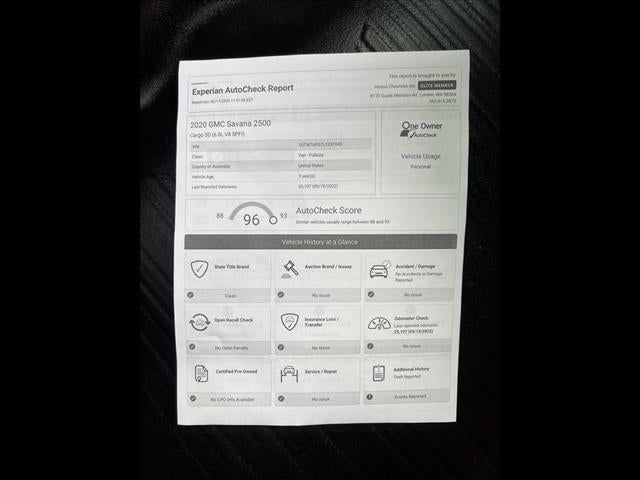 2020 GMC Savana Cargo 2500 Base