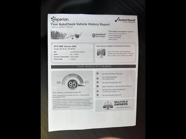 2018 GMC Savana Cargo 2500 Base