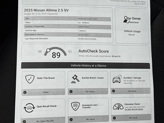 2025 Nissan Altima SV