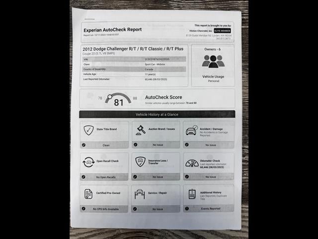 2012 Dodge Challenger R/T