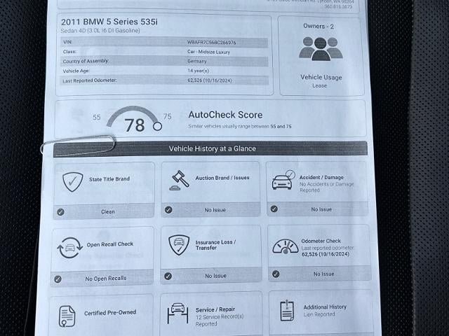 2011 BMW 5 Series 535i